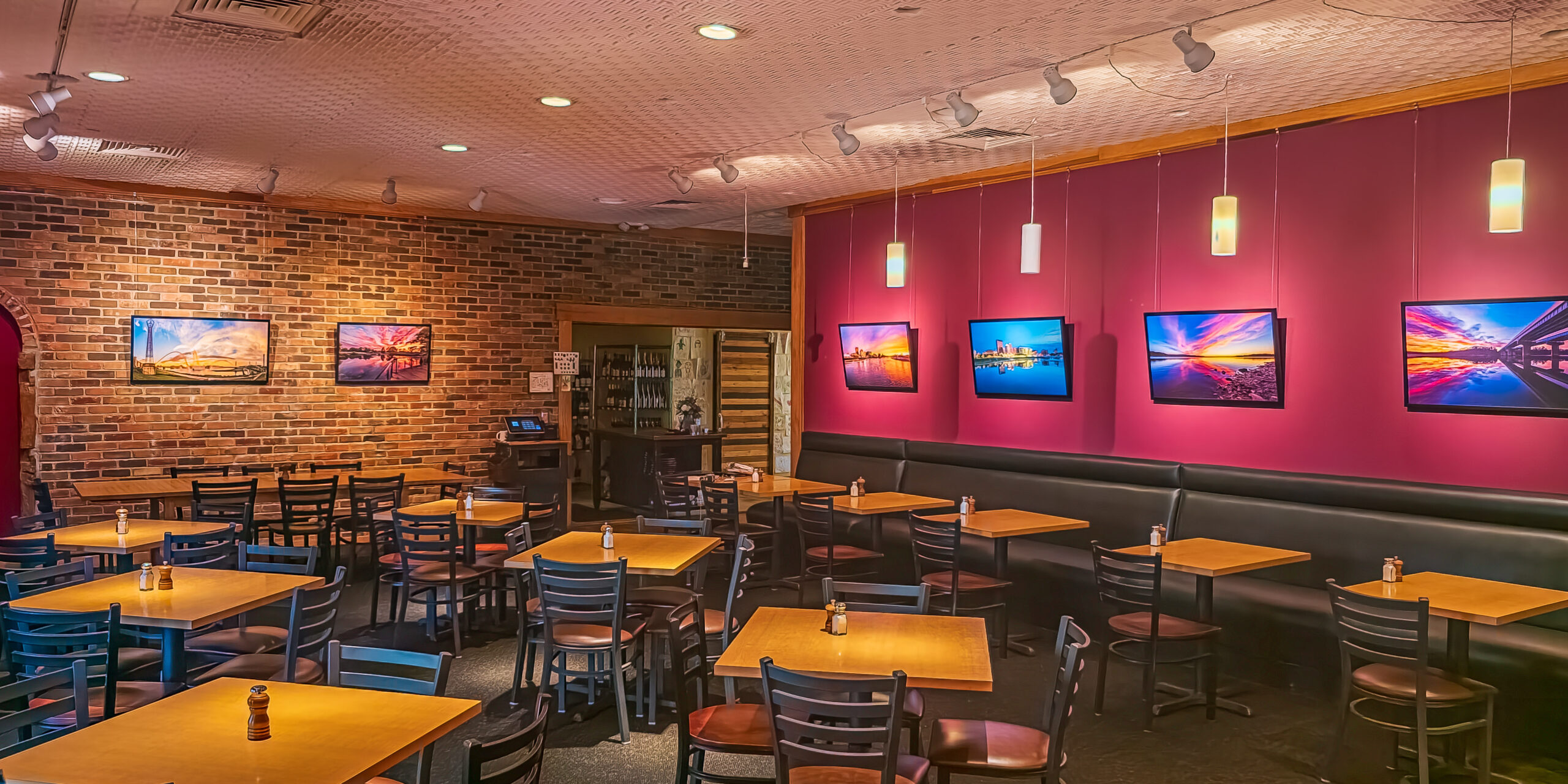 A view of 6 fine art prints on display inside the Meadowlark Restaurant, Centerville, Ohio