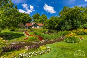 Dayton Fine Art photography of the lush and colorful Smith Memorial Gardens on a gorgeous summer day where the blooming flowers offers local residents a tranquil escape