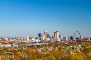 A view of the St Louis Skyline from the Compton Hill Water Tower during an autumn afternoon