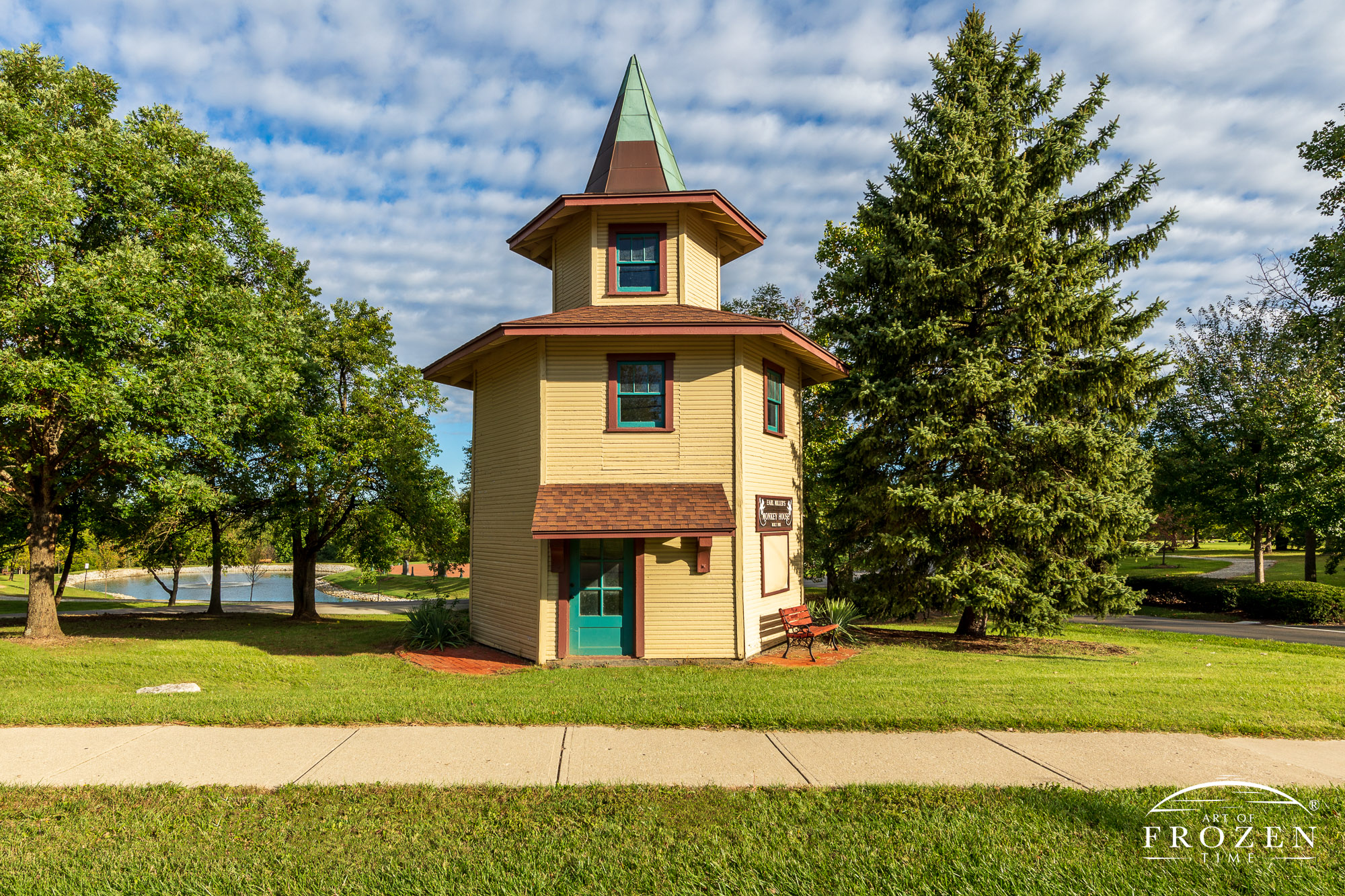 This whimsical structure at the entrance of Stubbs Park in Centerville Ohio basks in the morning light