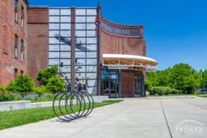Dayton Aviation Heritage National Historical Park where a wrought iron bike rack resembles turn-of-the-century high-wheeled bikes.