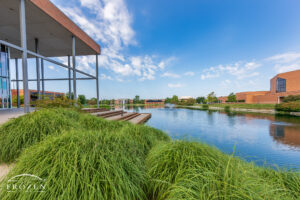 A small Ohio college with architectural gardens and fountains reside under perfect skies