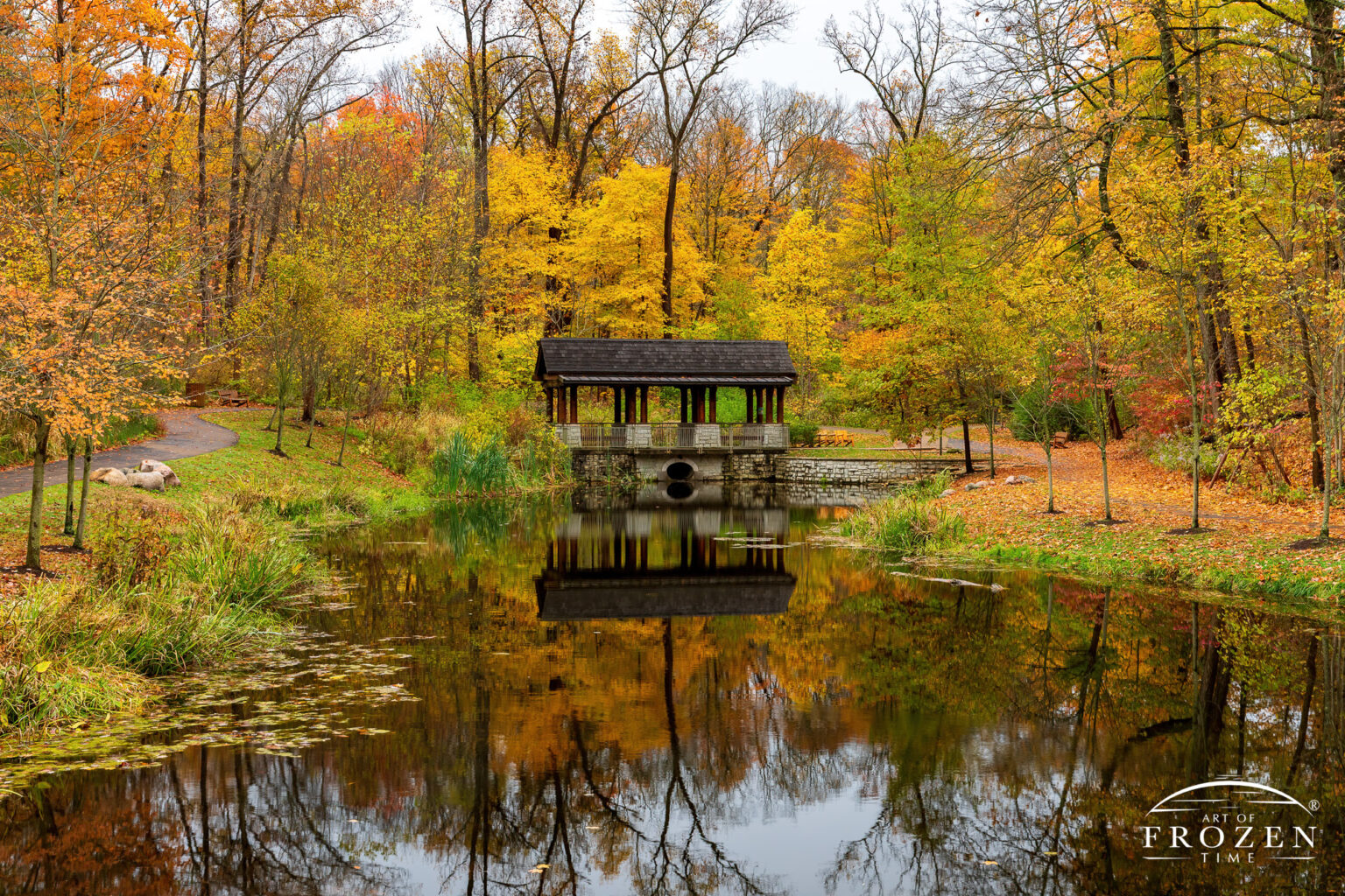 Hills and Dales MetroPark Dogwood Pond Pavilion in Autumn No. 1 | Art ...