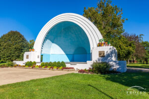 Dayton Ohio’s historical band shell stands proudly in Island MetroPark on this pretty day over the Miami Valley