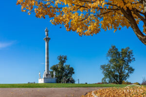 An intimate view of the Dayton National Soldiers’ Monument at the Dayton National Cemetery on a pretty fall day.