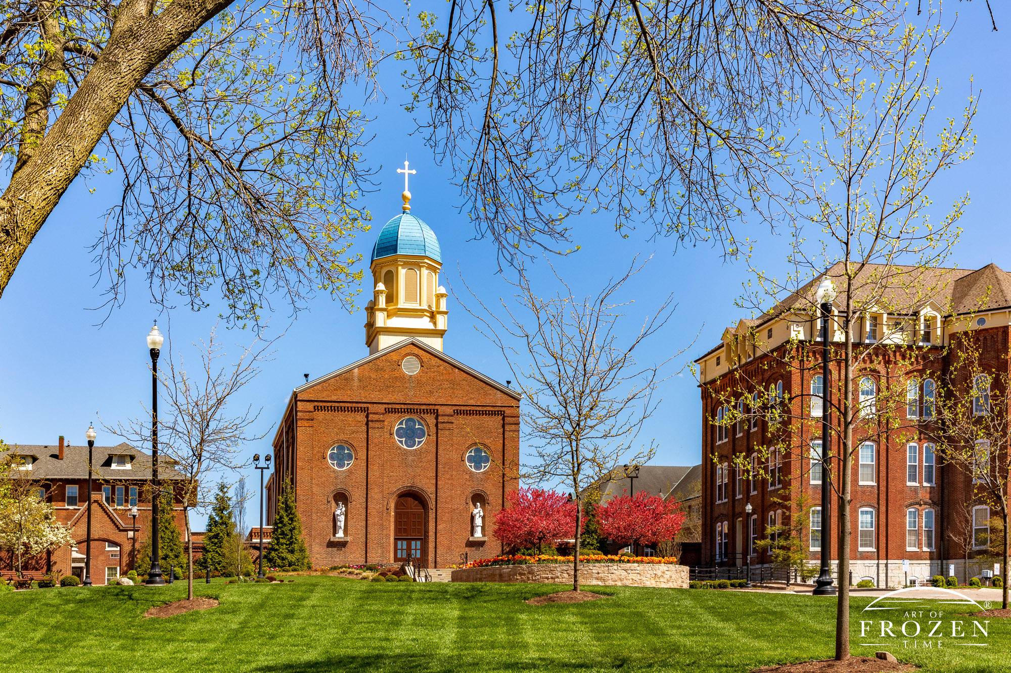 Springtime view of the University of Dayton’s Chapel of the Immaculate Conception