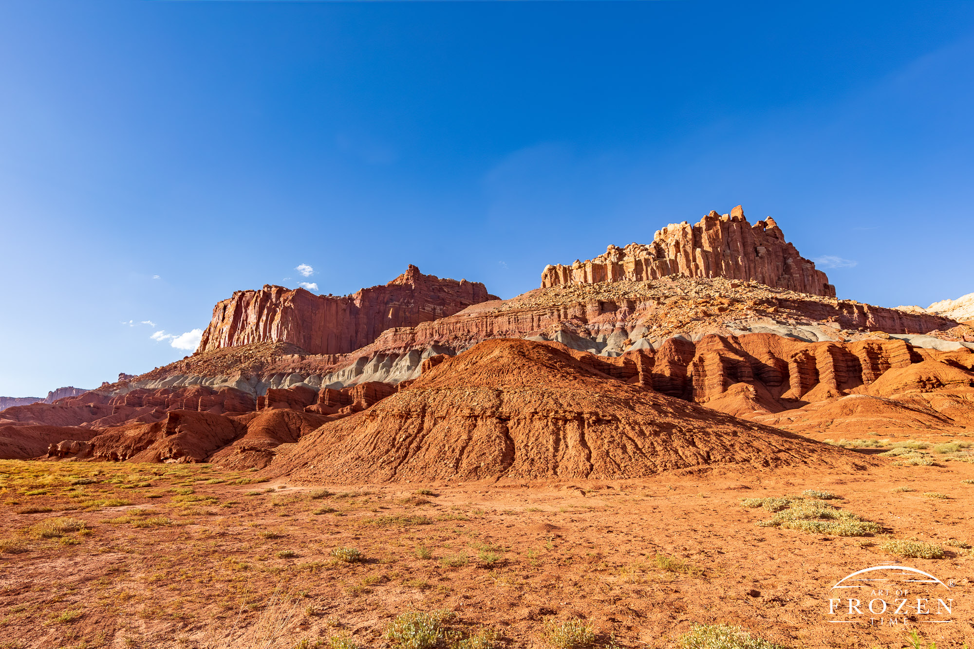 Castle Rock & Navajo Point along Utah Scenic Byway 24 as the road winds through Capitol Reef National Park