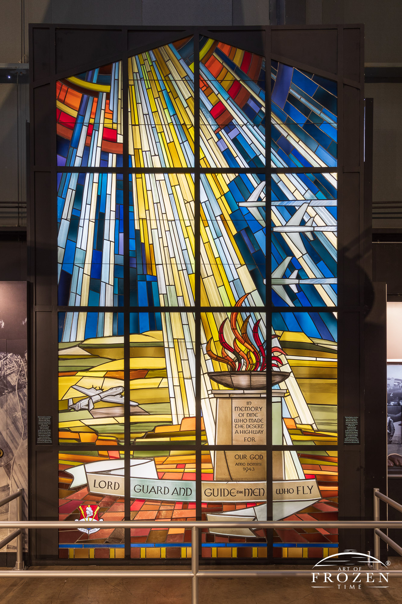 Stained-glass window at the AF Museum commemorating the lost crew of the “Lady Be Good”