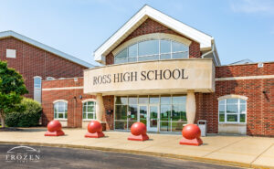 The school entrance of Ross High School in Butler County, Ohio.