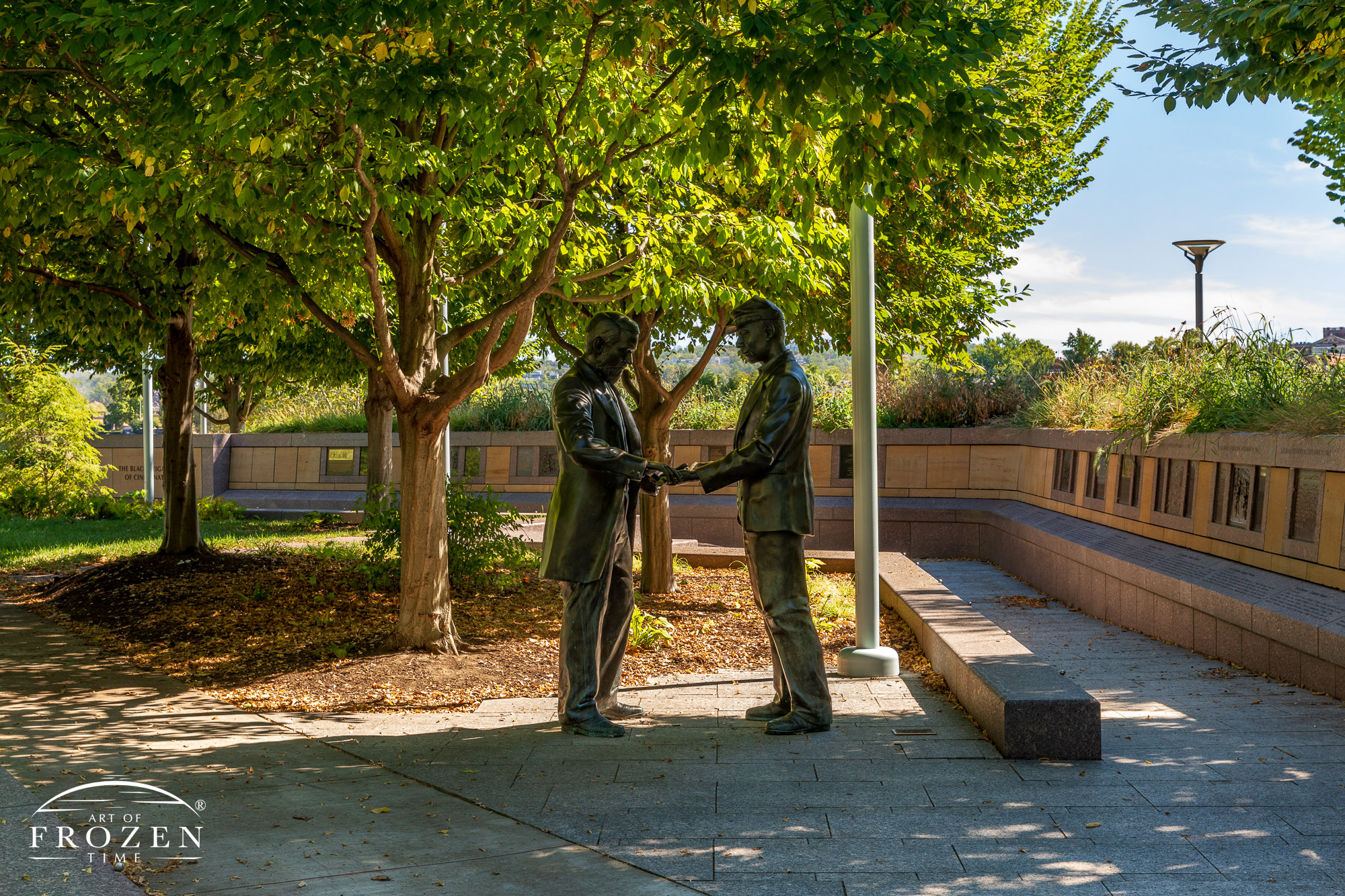 A sculpture memorializing the disbandment of the Black Brigade following a successful Civil War defense of Cincinnati