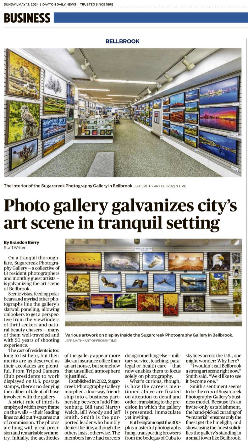 A Dayton Daily News article about Sugarcreek Photography Gallery in Bellbrook Ohio