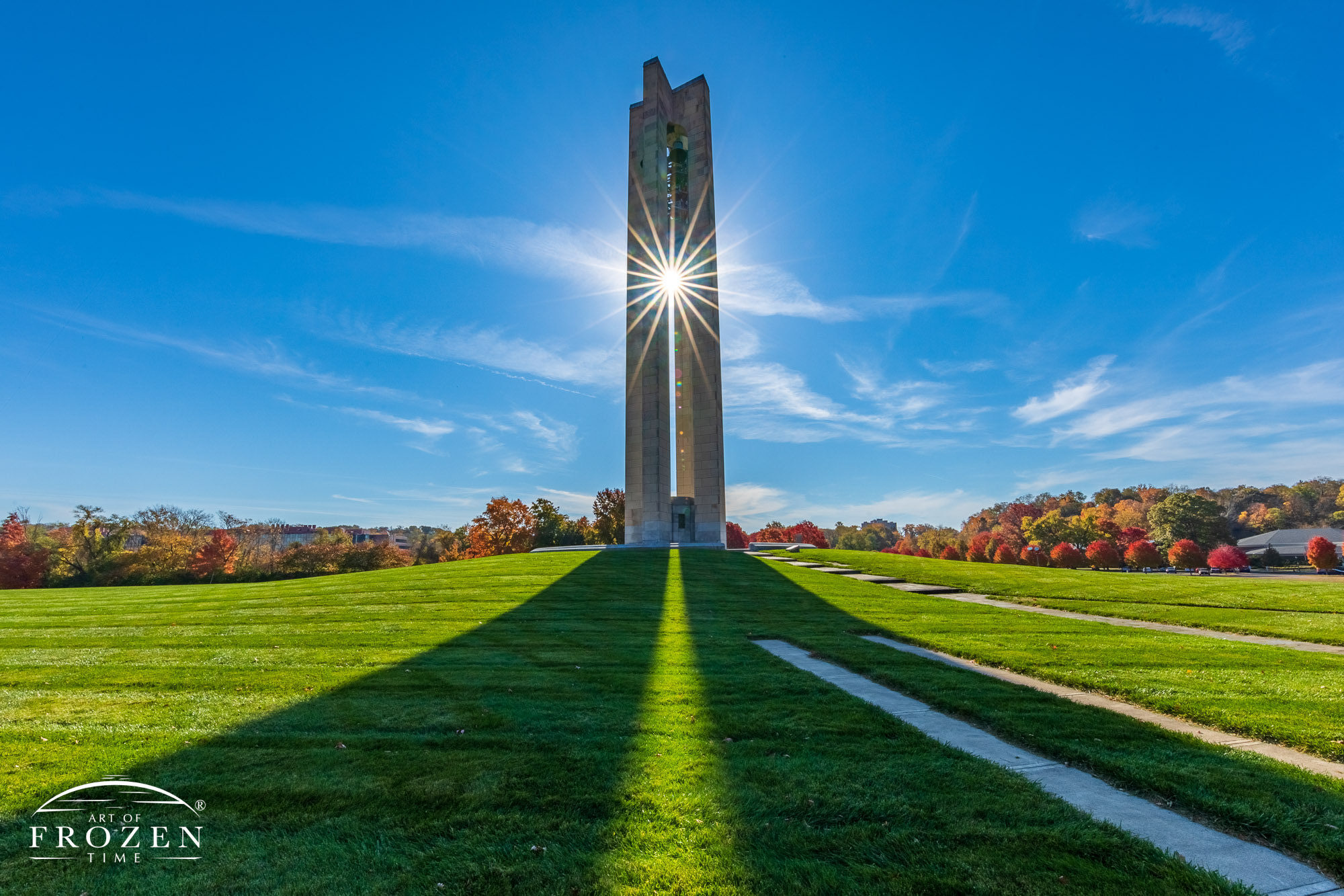 Dayton Fine Art Photography featuring the Deeds Carillon during a brisk and colorful fall morning.