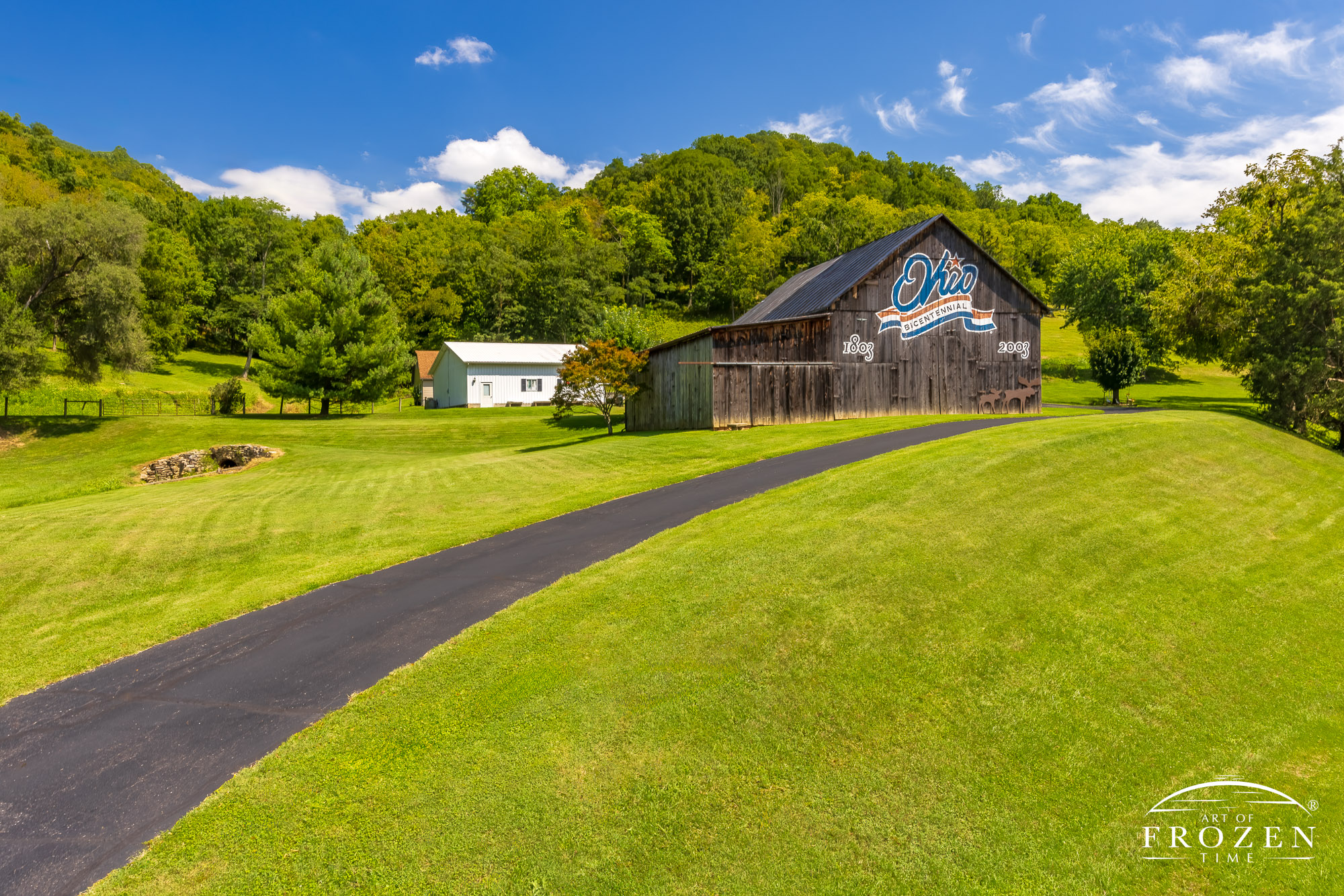 Fine art photography of the Brown County Ohio Bicentennial Barn, near Ripley on a pretty day over Ohio