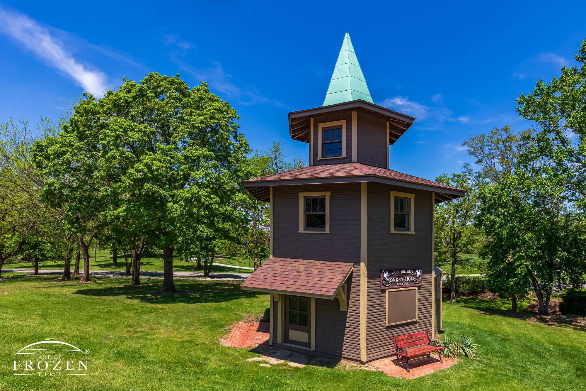 Centerville Ohio fine art print featuring the Monkey House at Stubbs Park on a pretty spring day.