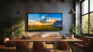 A large flat screen tv mounted to the wall.