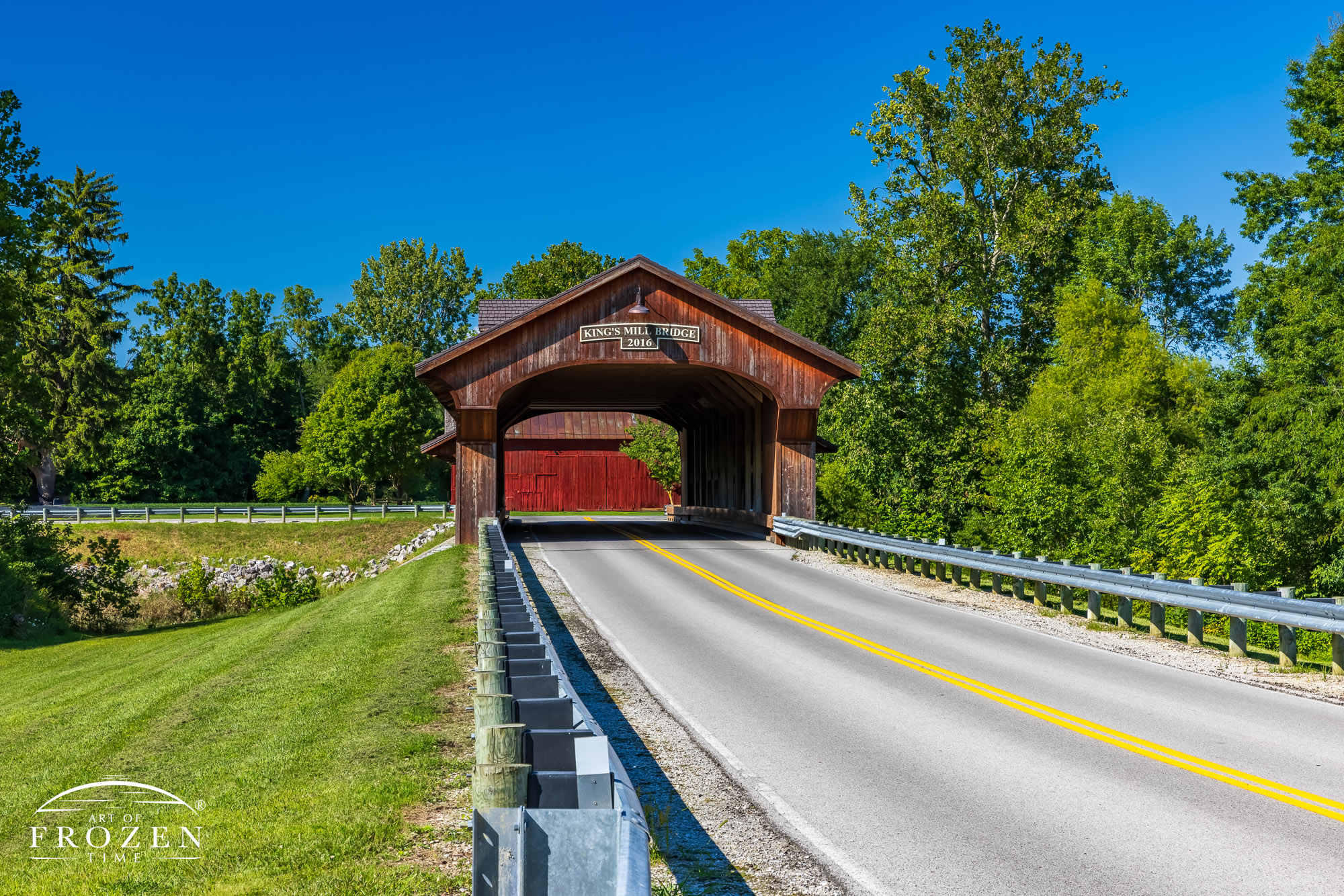 King’s Mill Covered Bridge in Marion County Ohio offers travelers nostalgic experience as they cross the Olentangy River