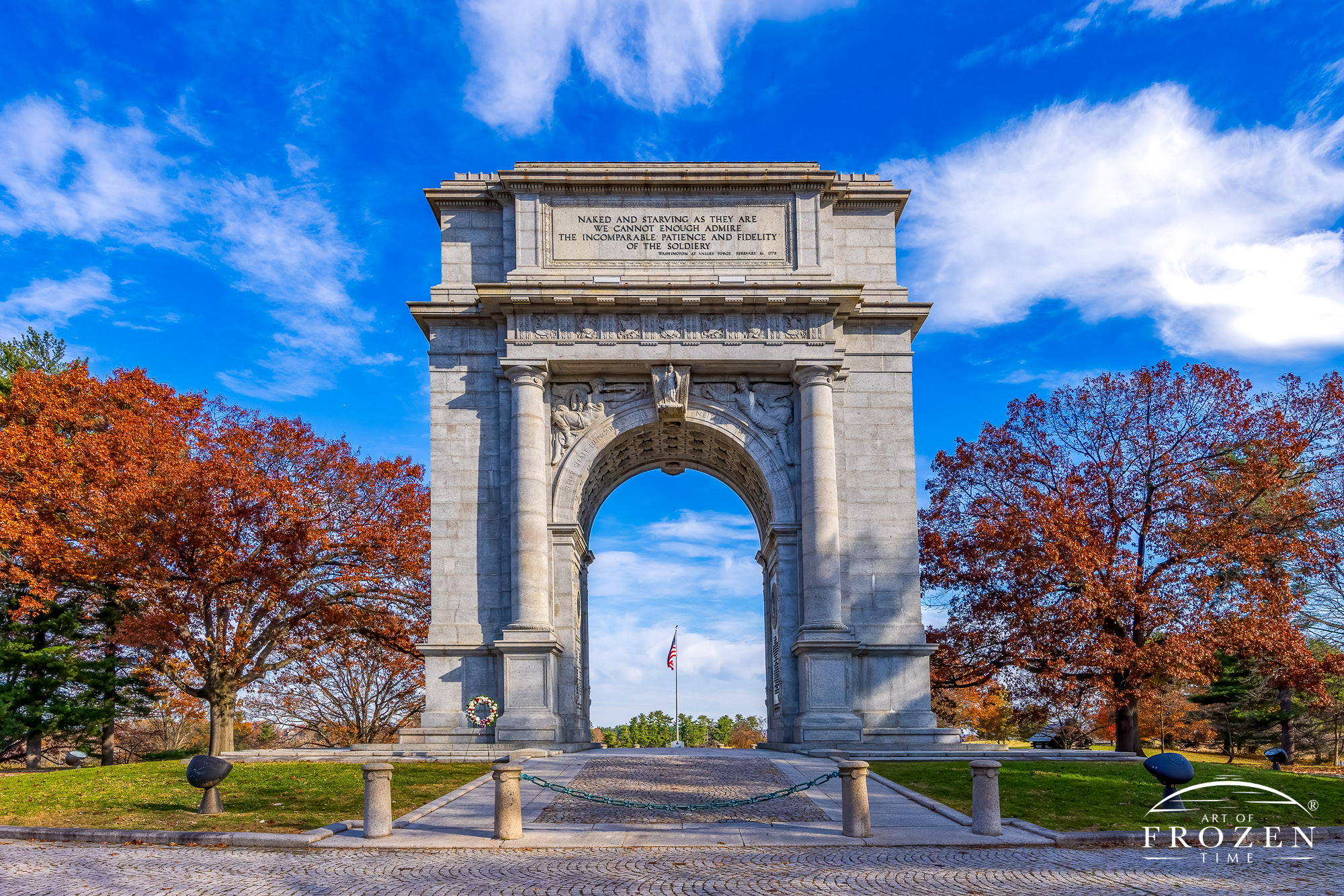 Fine art print of the National Memorial Arch at Valley Forge National Historical Park on a pretty fall days