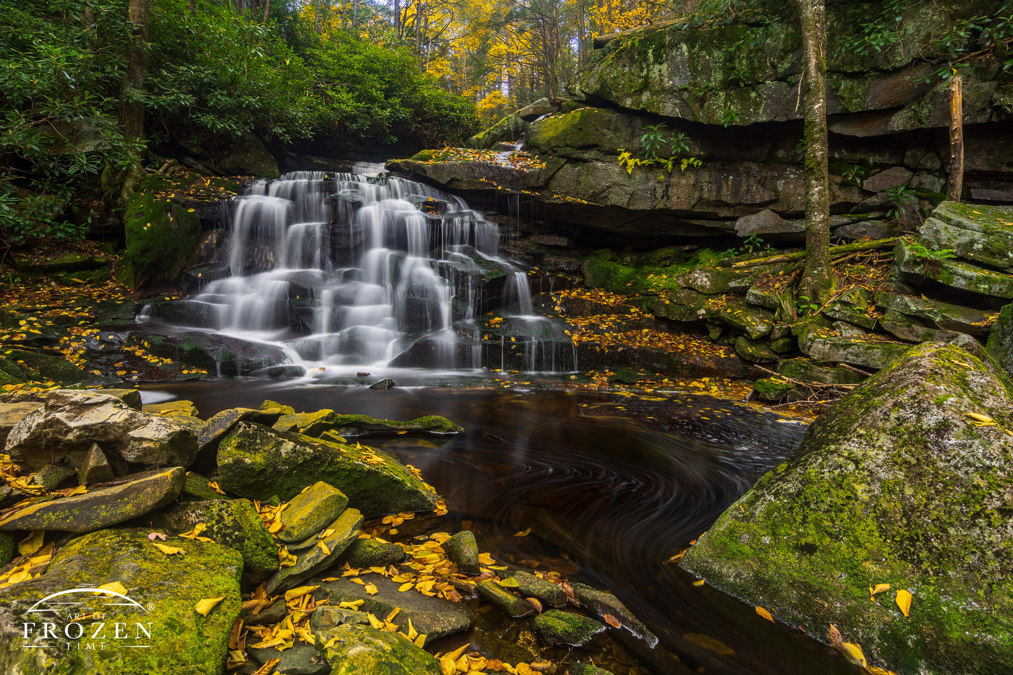 West Virginia Waterfall photography captures the second tier of Elakala falls in a long exposure giving this waterscape a timeless feeling.